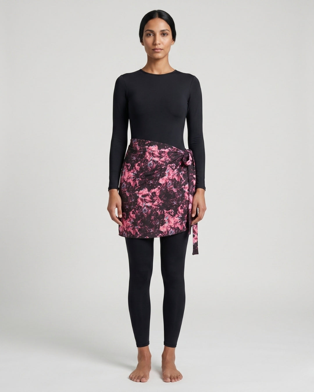 Long-Sleeve Wrap Set, Dark Abstract-S25-1030