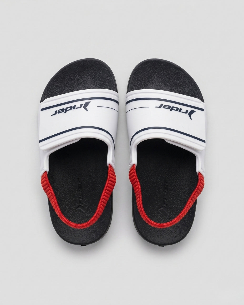 Kids Strap Slides, White & Soft Red-S22-11546