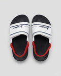 Kids Strap Slides, White & Soft Red-S22-11546