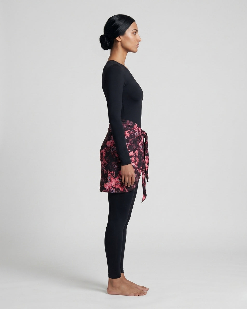 Long-Sleeve Wrap Set, Dark Abstract-S25-1030