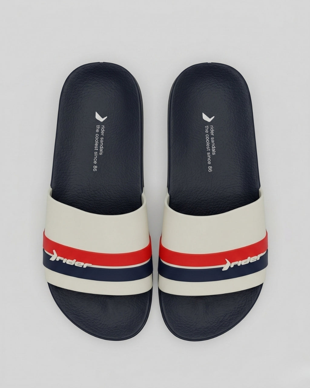 Mens Striped Slides, Navy & White-S22-11499