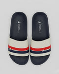 Mens Striped Slides, Navy & White-S22-11499