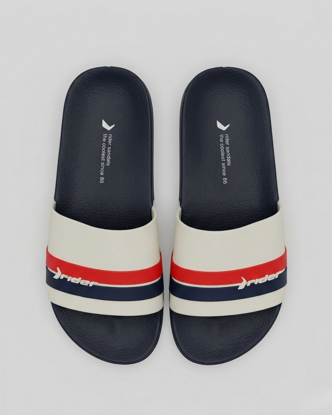 Mens Striped Slides, Navy & White-S22-11499