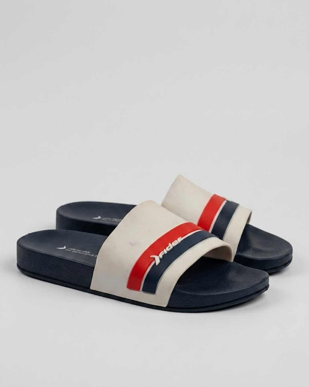 Mens Striped Slides, Navy & White-S22-11499
