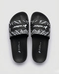 Patterned Slides, Black & Soft Grey-S22-11499