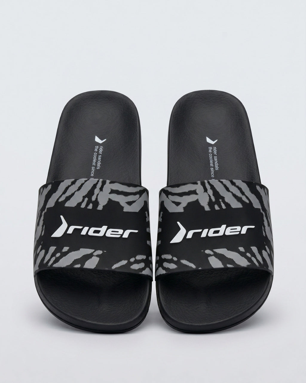Patterned Slides, Black & Soft Grey-S22-11499