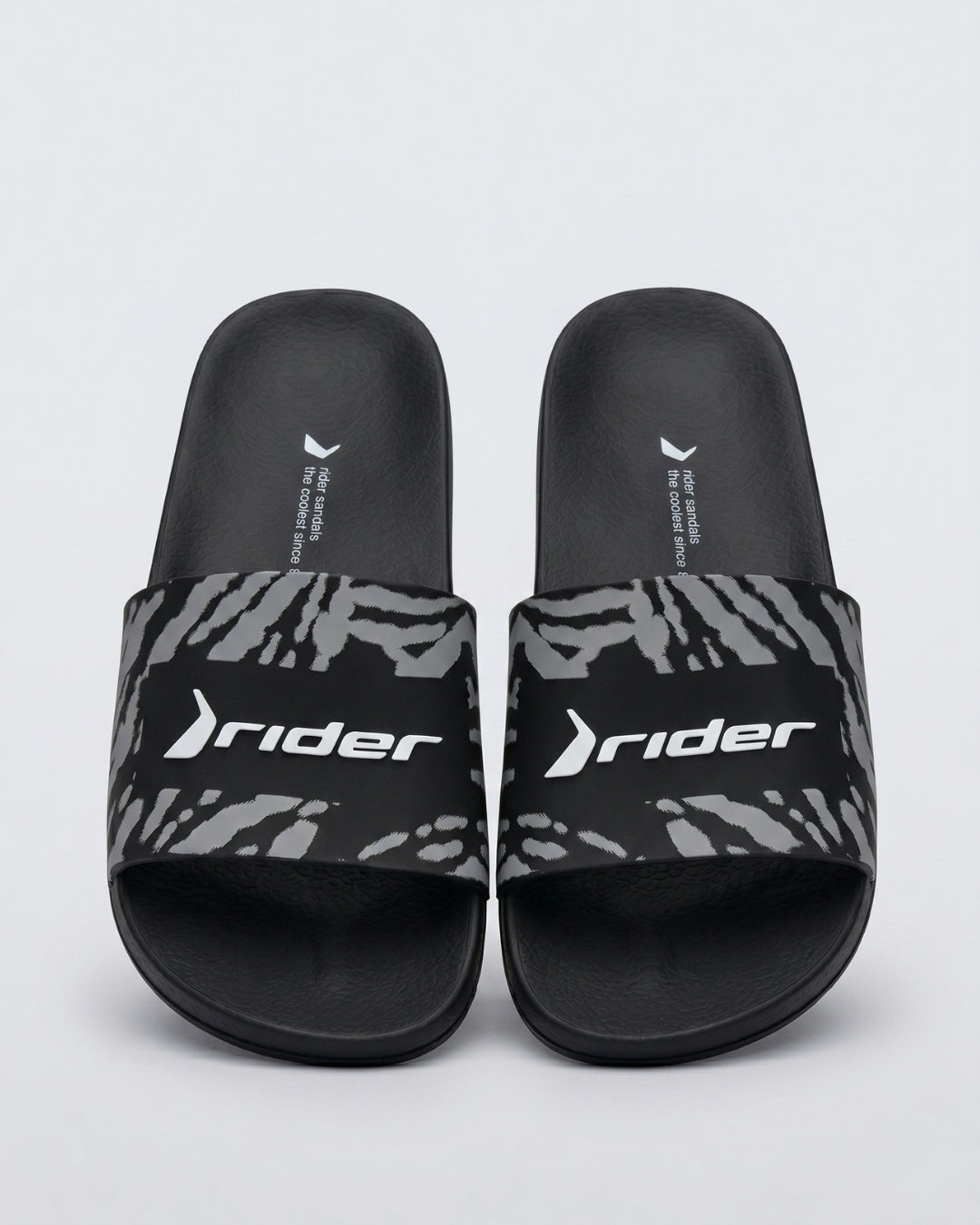 Patterned Slides, Black & Soft Grey-S22-11499