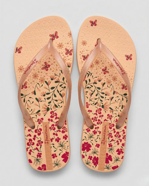Floral Flip-Flops, Soft Peach-S26-26571