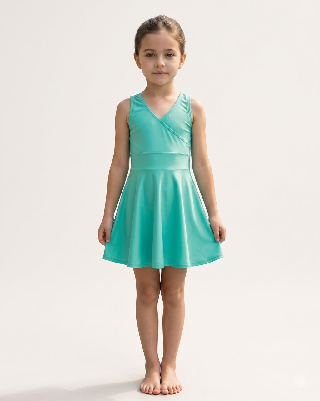 Kids Sleeveless Beach Dress, Soft Teal, C010 trkw