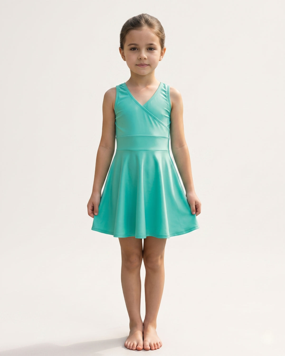 Kids Sleeveless Beach Dress, Soft Teal, C010 trkw