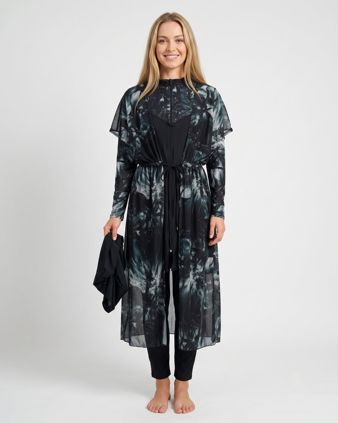 Layered Tunic Swim Set, Dark Botanical, 26102