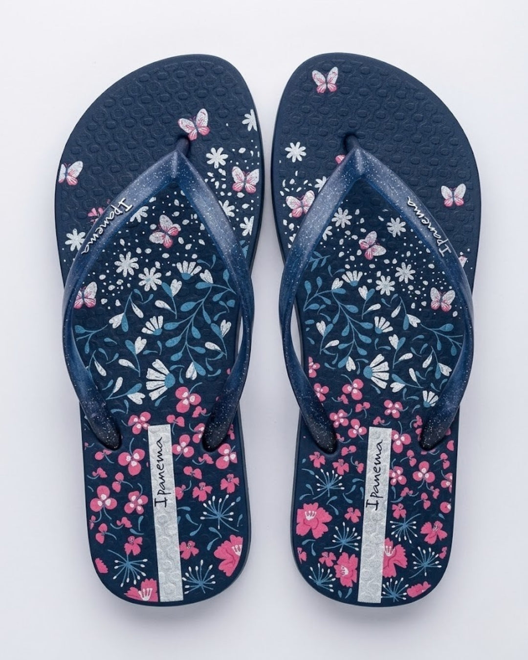 Floral Flip-Flops, Navy Blue-S26-26571