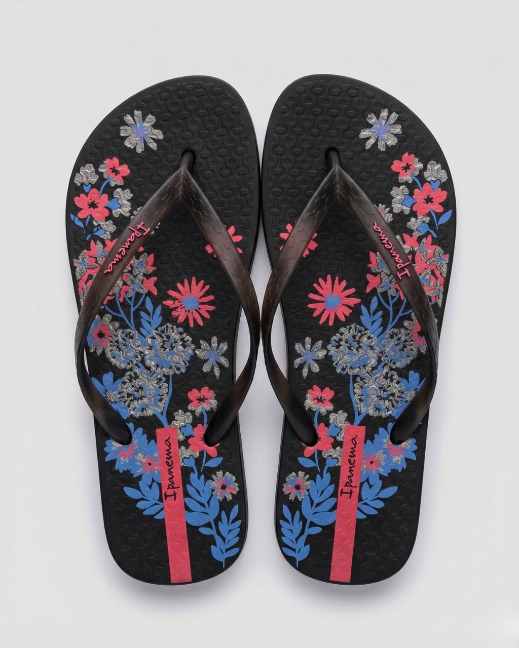 Floral Flip-Flops, Black & Multi-S26-26571