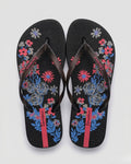 Floral Flip-Flops, Black & Multi-S26-26571