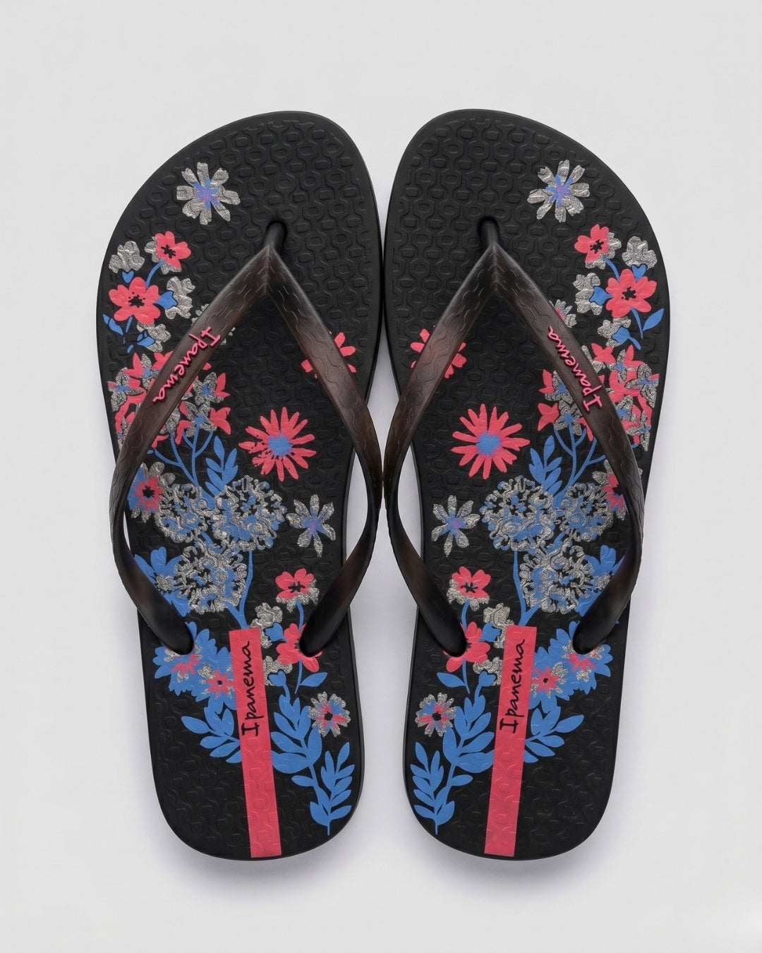 Floral Flip-Flops, Black & Multi-S26-26571