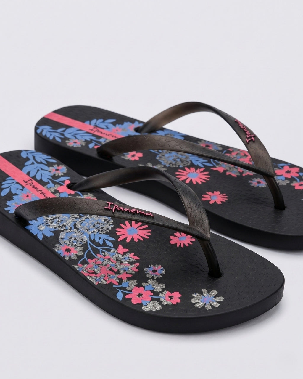Floral Flip-Flops, Black & Multi-S26-26571