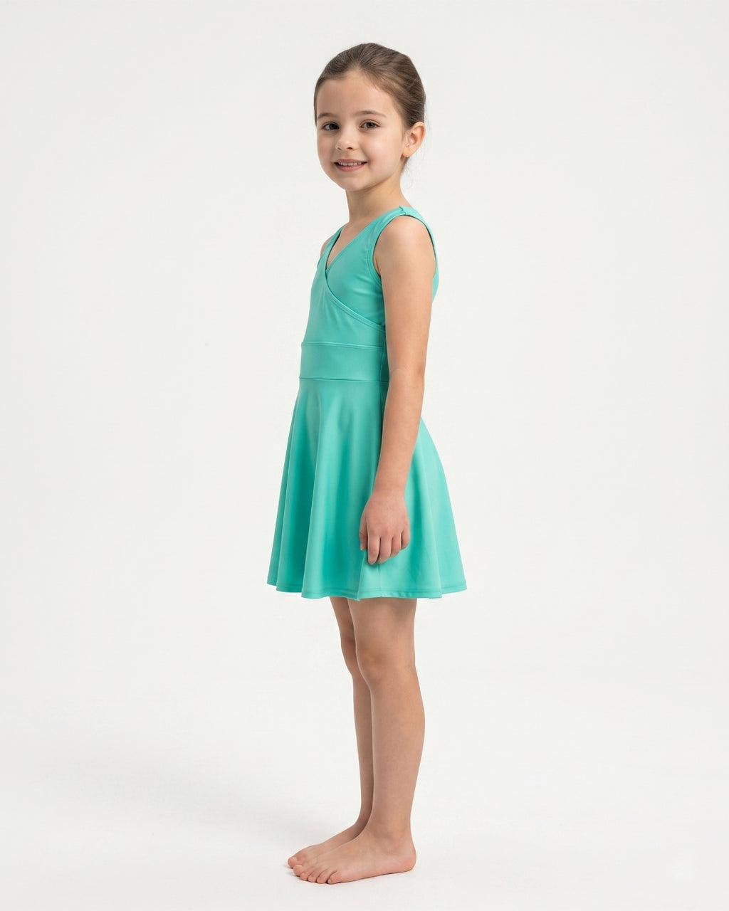 Kids Sleeveless Beach Dress, Soft Teal, C010 trkw