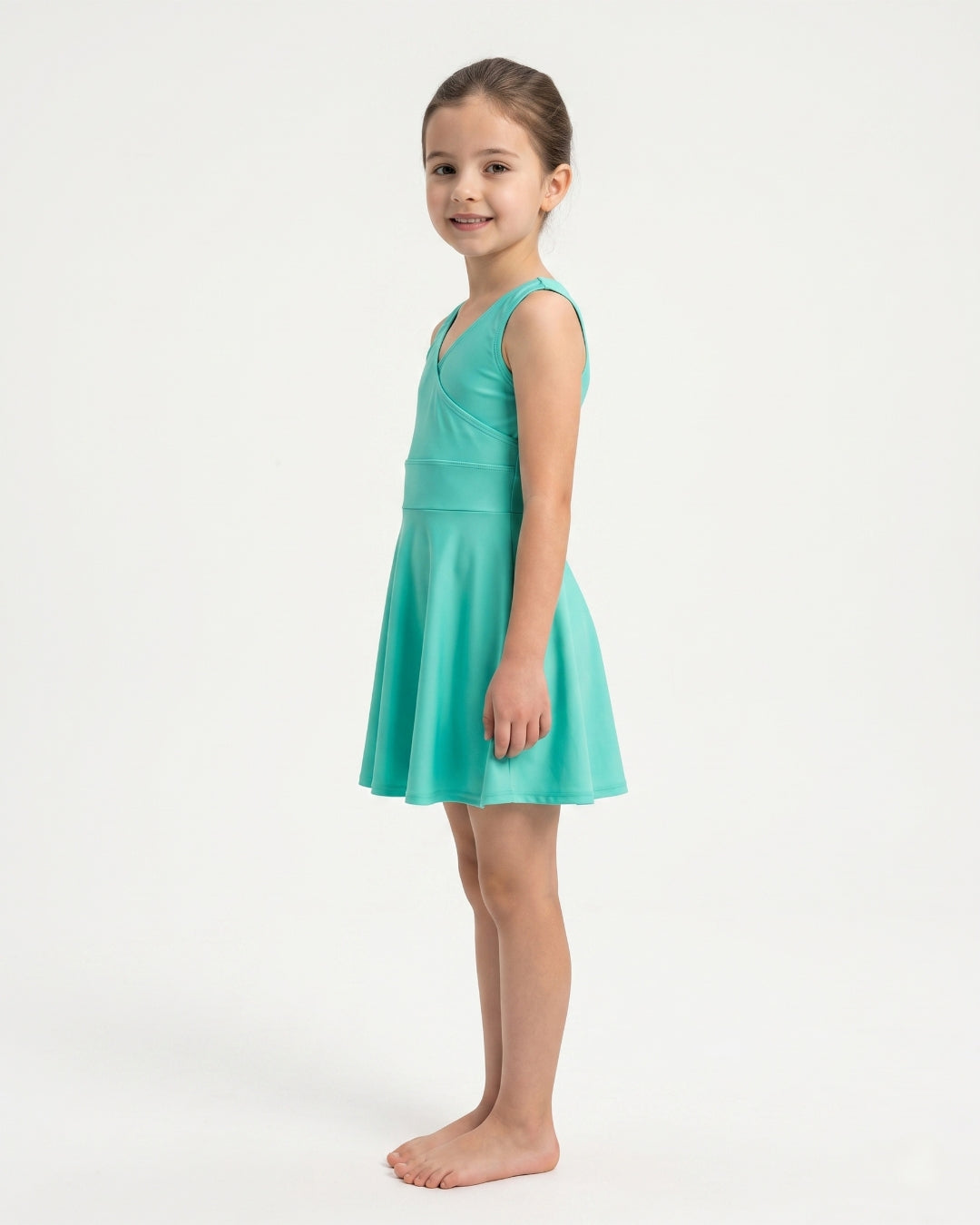 Kids Sleeveless Beach Dress, Soft Teal, C010 trkw