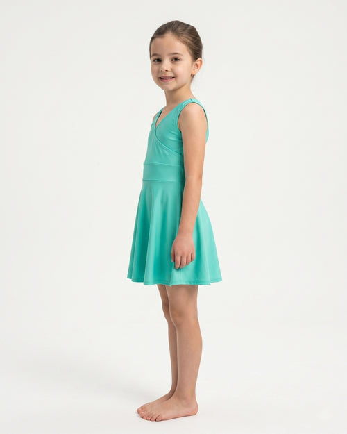 Kids Sleeveless Beach Dress, Soft Teal, C010 trkw
