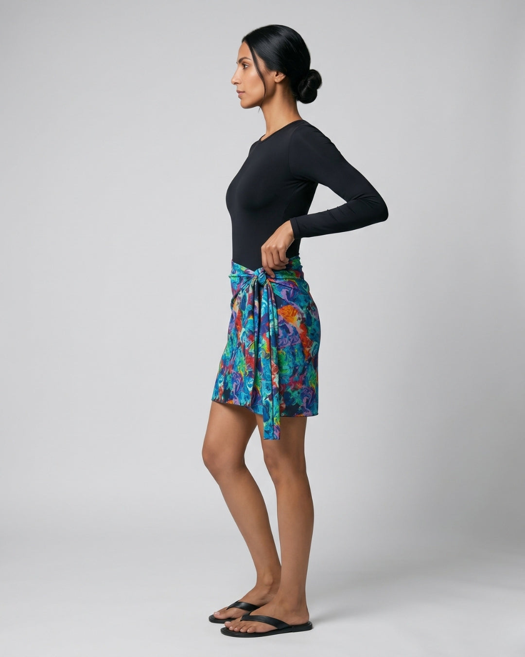 Wrap Skirt Swim Set, Dark Floral-S25-1030