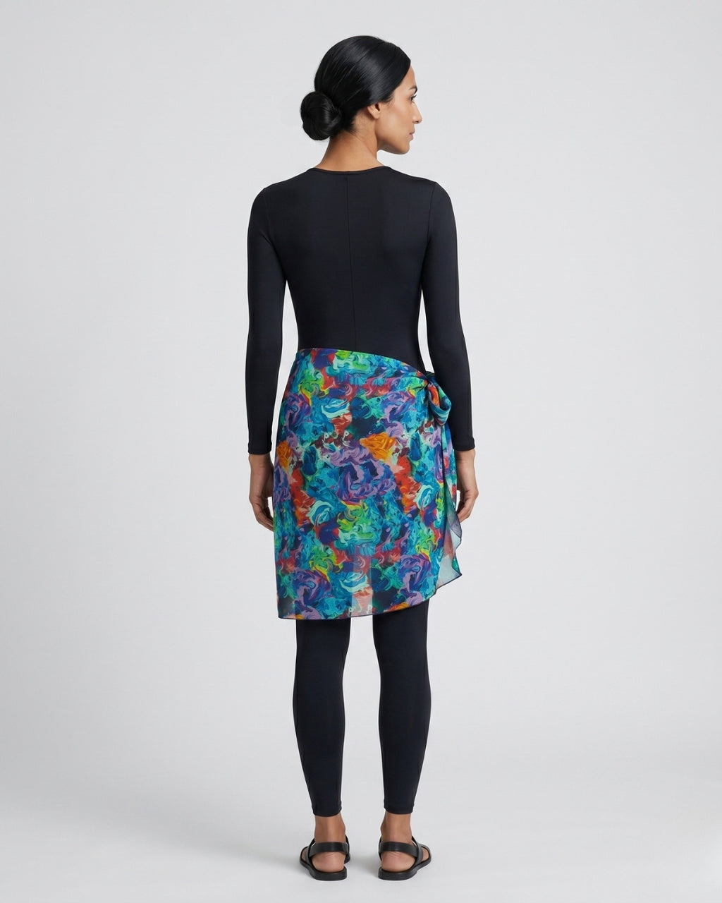 Wrap Skirt Swim Set, Dark Floral-S25-1030