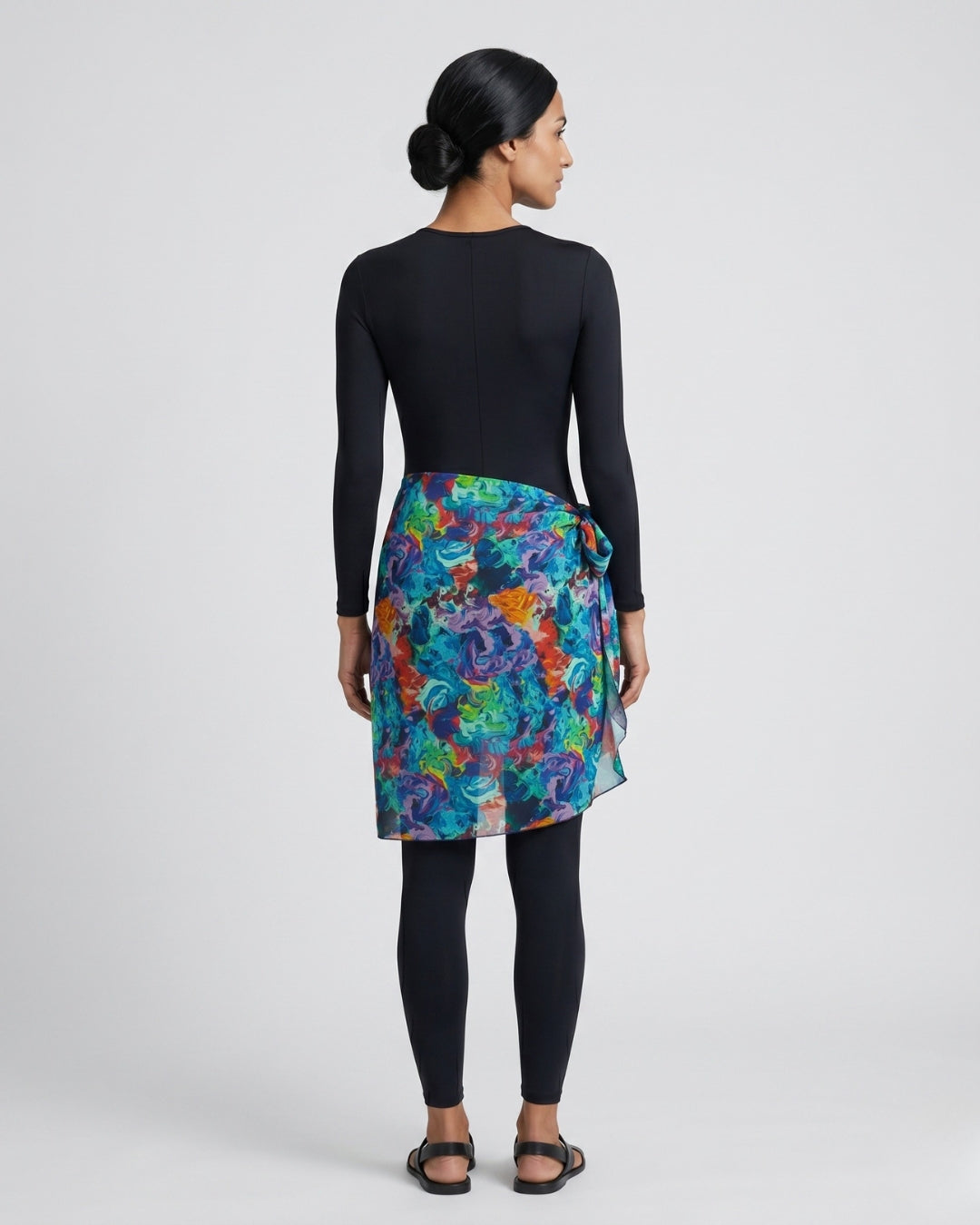 Wrap Skirt Swim Set, Dark Floral-S25-1030