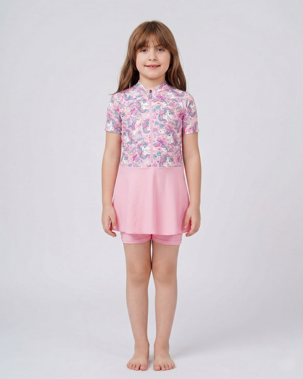 Kids Skirt Swim Set, Premium Pink Unicorn, 2605