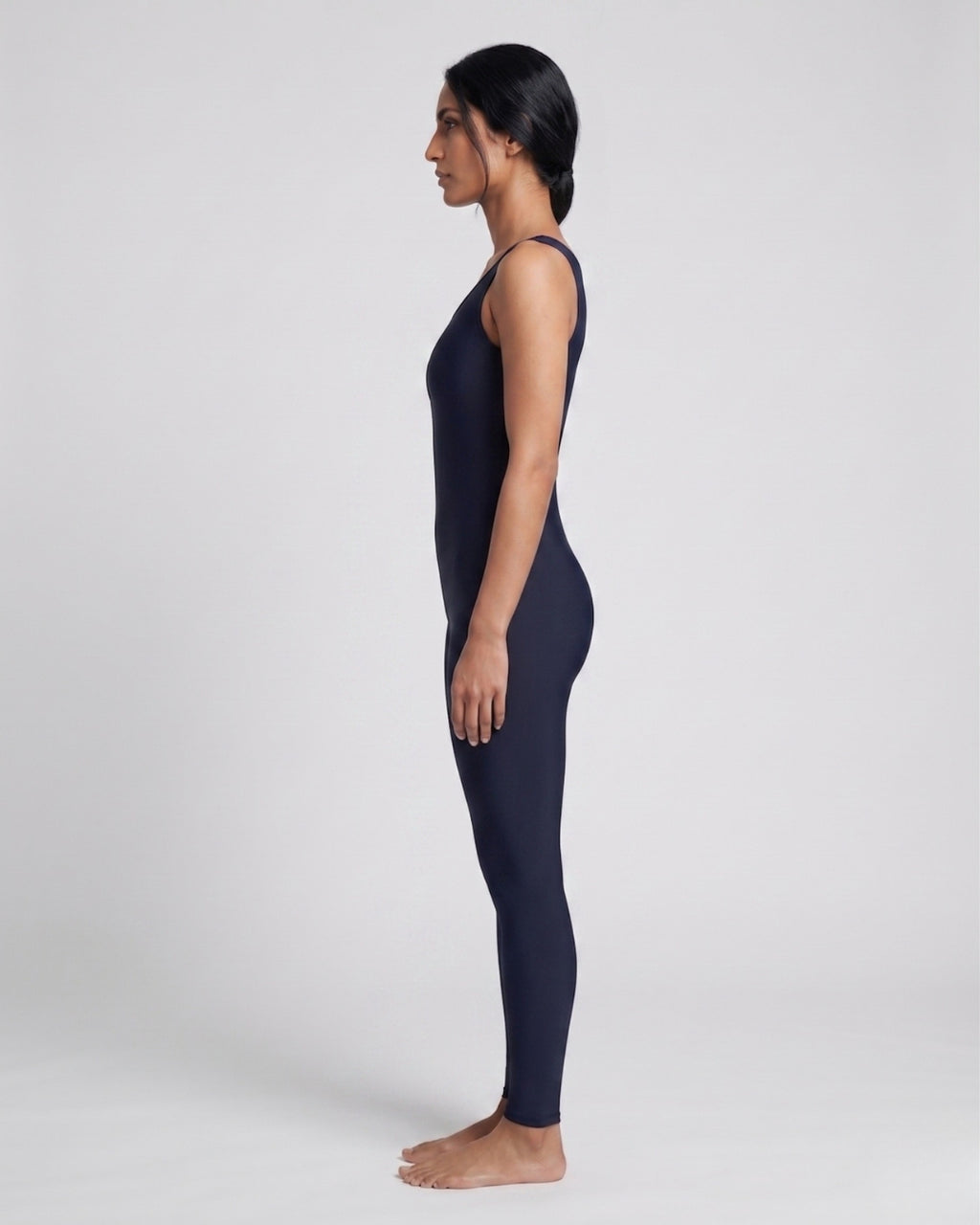 Sleeveless Full-Body Suit, Deep Navy-S25-4300