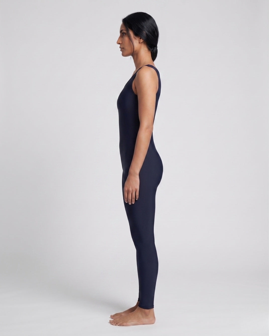Sleeveless Full-Body Suit, Deep Navy-S25-4300