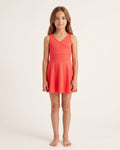 Kids Sleeveless Beach Dress, Premium Coral, C010 Roz.