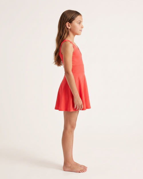 Kids Sleeveless Beach Dress, Premium Coral, C010 Roz.