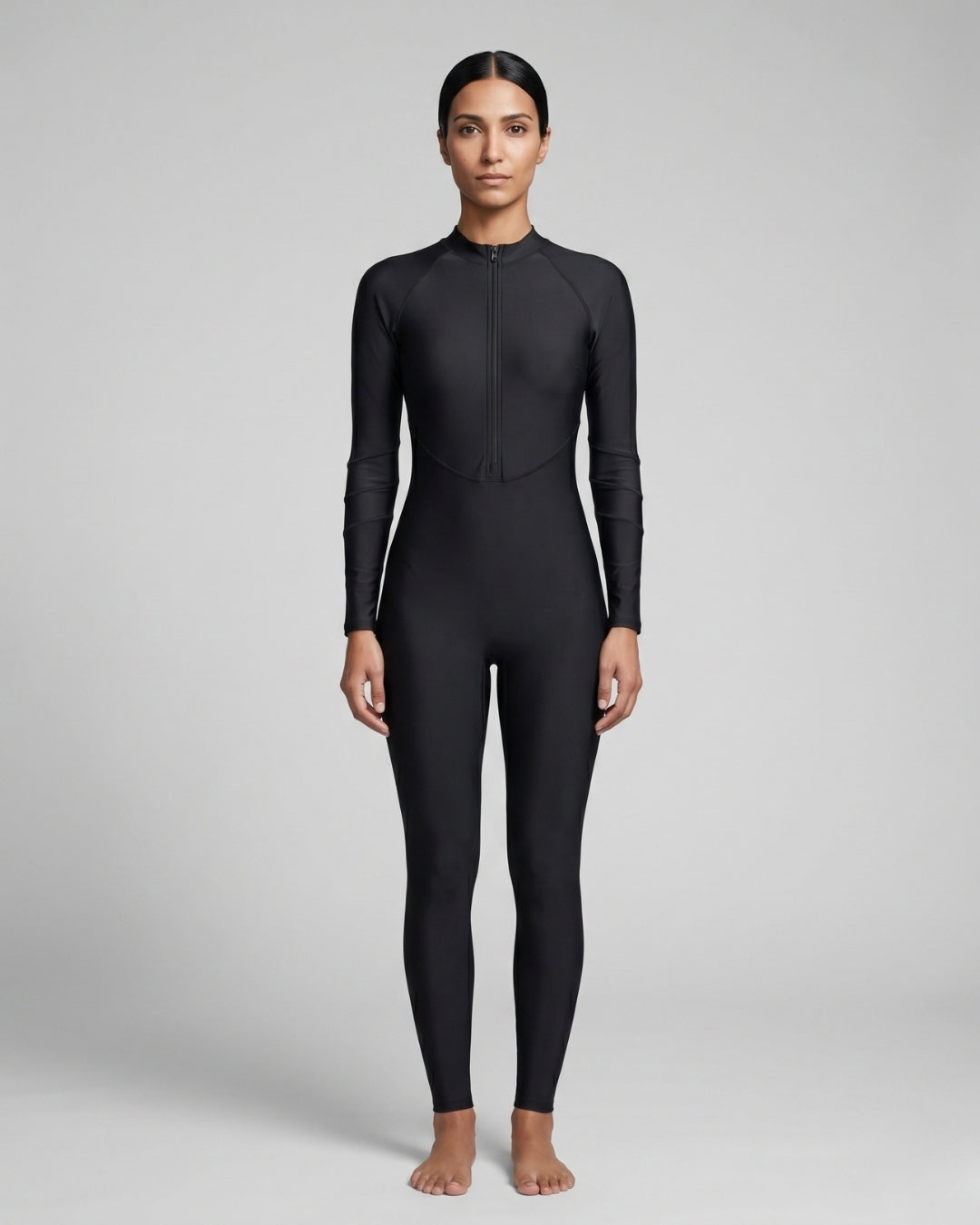 Full-Body Swimsuit, Deep Black-S25-2025