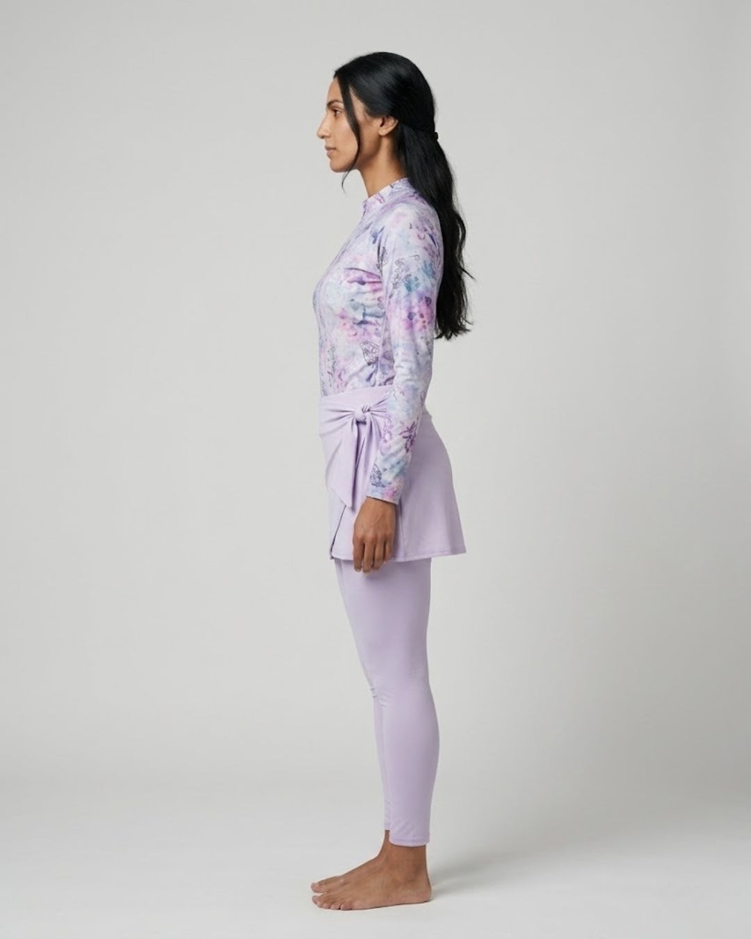 Wrap Skirt Swim Set, Soft Lavender Floral-B105
