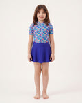 Kids Skirt Swim Set, Blue Butterfly Motif, 2605 blue