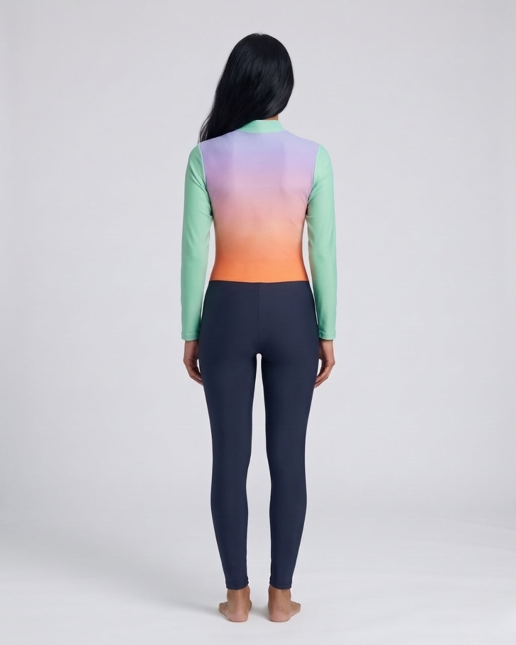 Zip-Front Swimsuit, Soft Pastel Ombre-7777