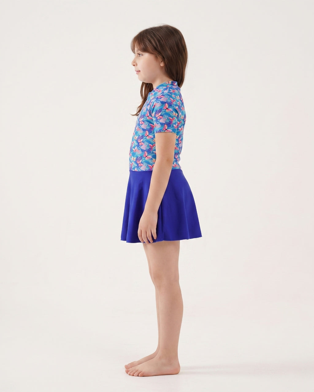 Kids Skirt Swim Set, Blue Butterfly Motif, 2605 blue
