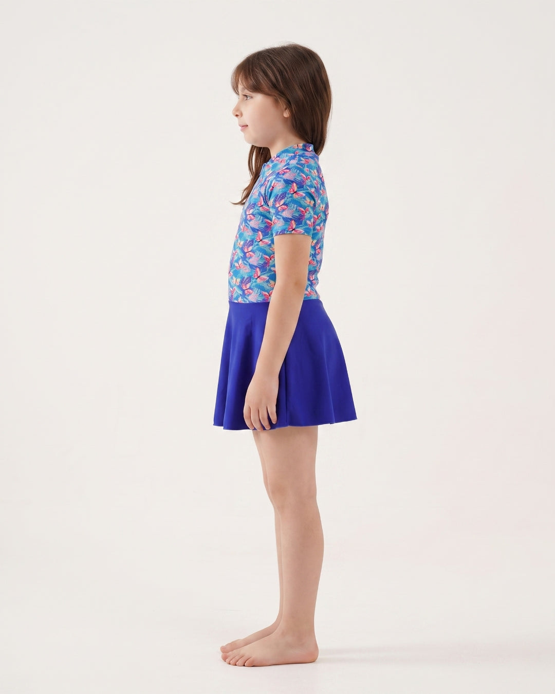 Kids Skirt Swim Set, Blue Butterfly Motif, 2605 blue