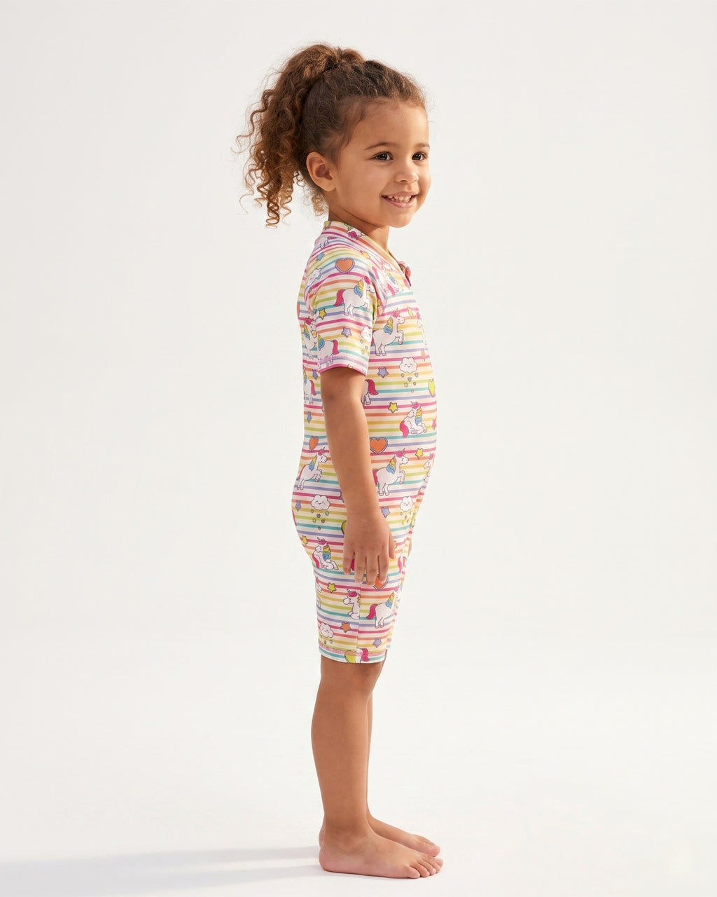Kids One-Piece Swimsuit, Soft Unicorn Motif, C005 W1