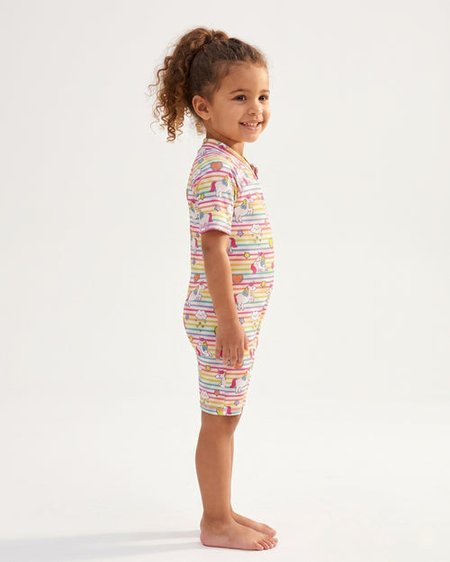 Kids One-Piece Swimsuit, Soft Unicorn Motif, C005 W1