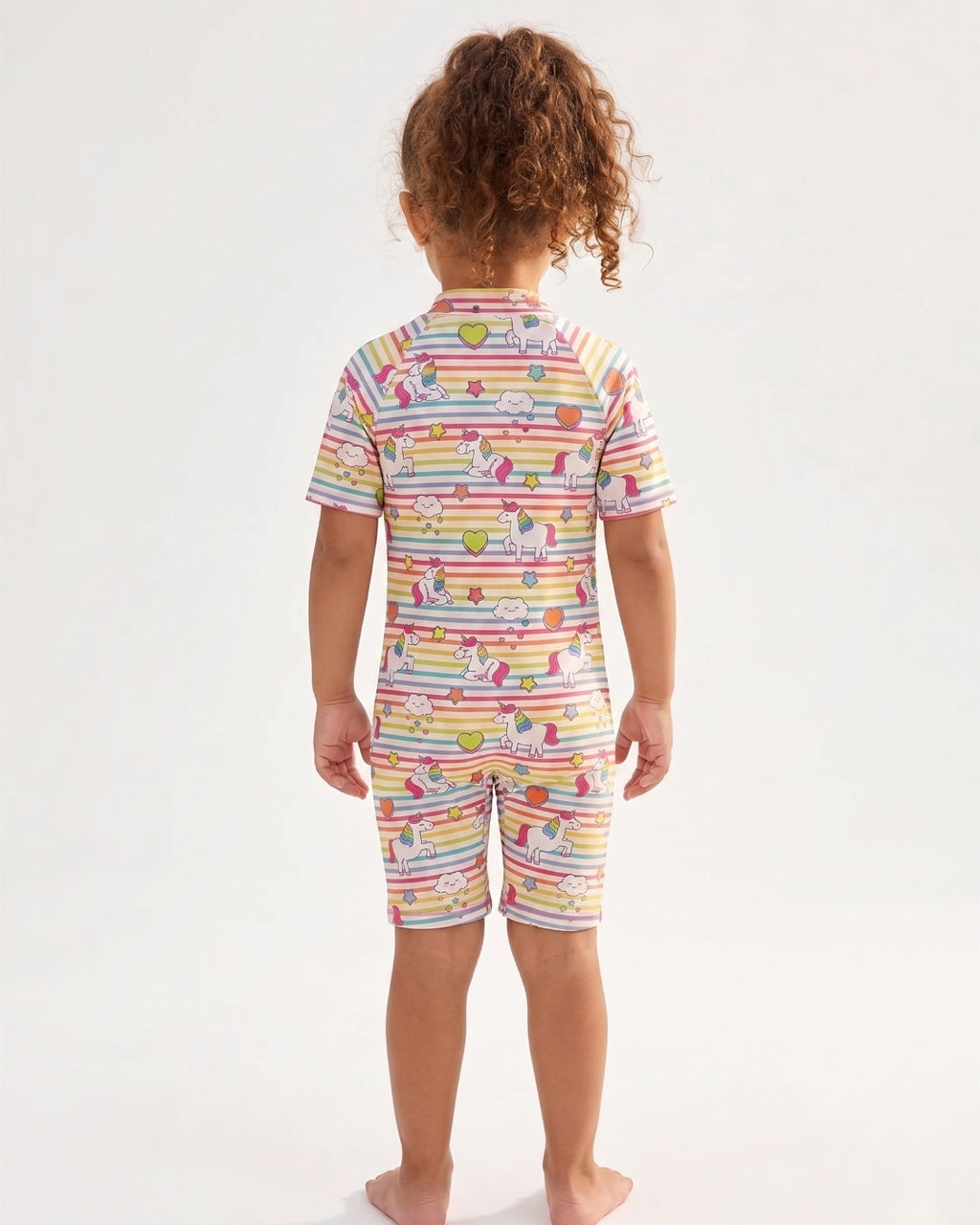 Kids One-Piece Swimsuit, Soft Unicorn Motif, C005 W1