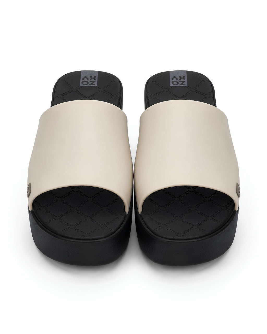 Platform Slides, Soft Beige & Black, 17954
