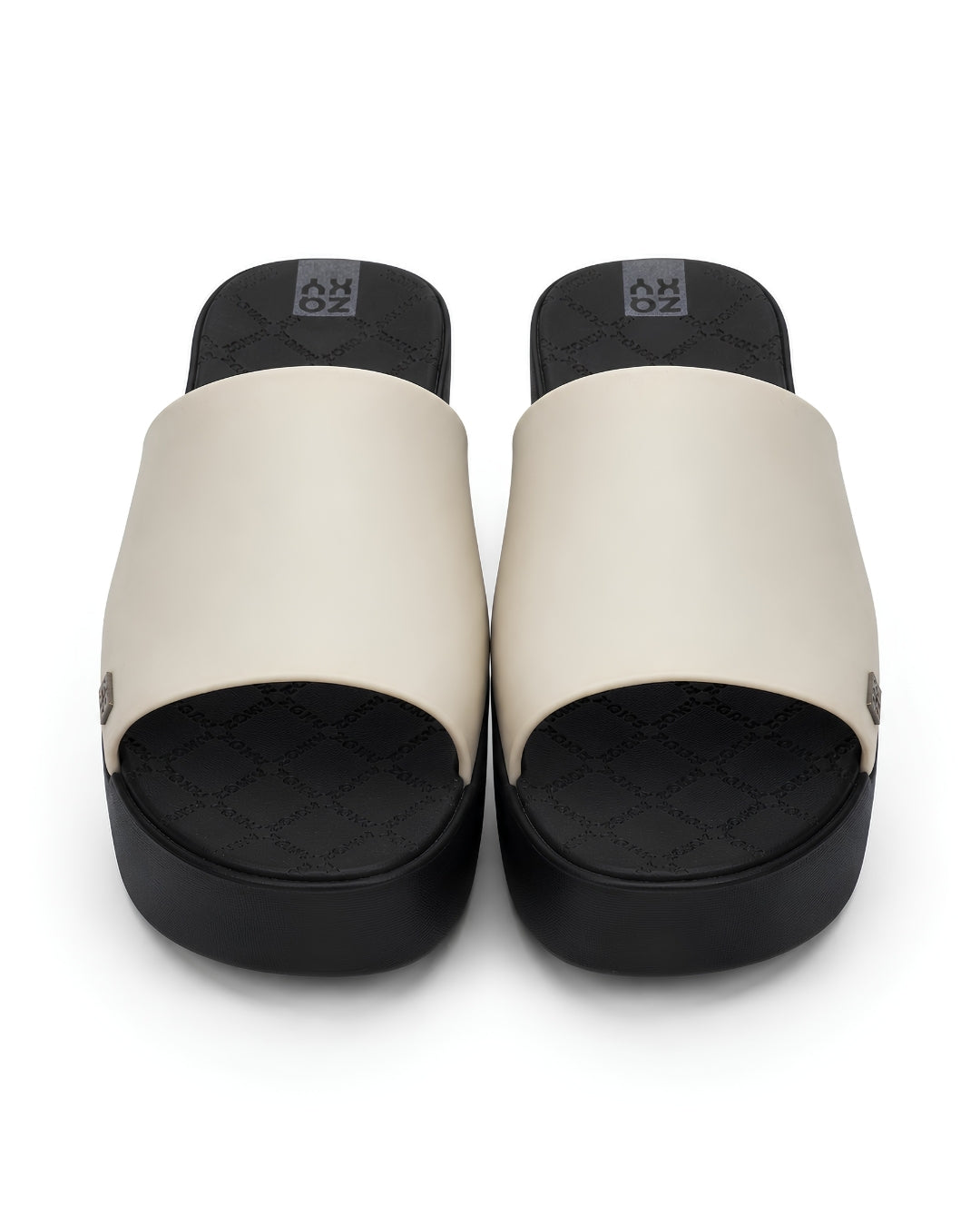 Platform Slides, Soft Beige & Black, 17954