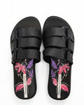 Premium Strap Slides, Black & Floral, 26521