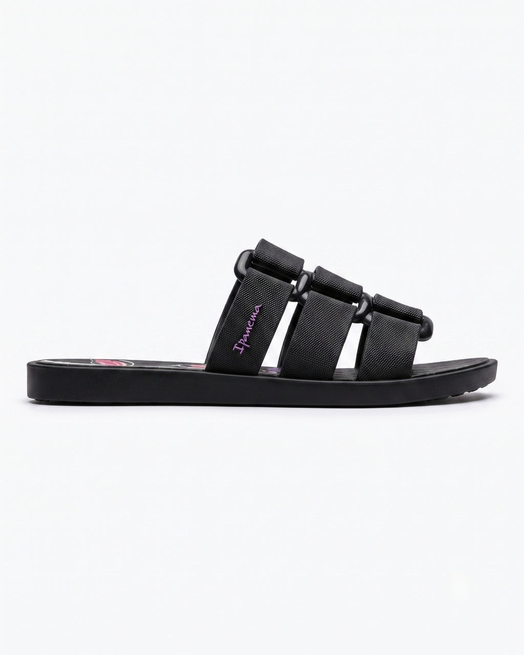 Premium Strap Slides, Black & Floral, 26521