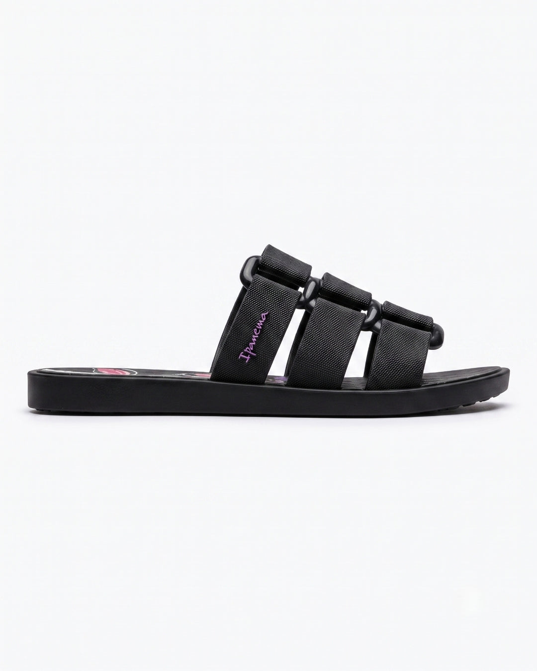 Premium Strap Slides, Black & Floral, 26521