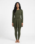 Knot-Waist Skirt Swim Set, Premium Olive-408 Olive