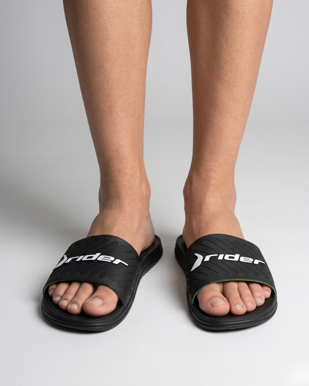 Mens Textured Slides, Solid Black-S26-12323