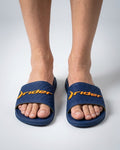Mens Textured Slides, Navy & Soft Orange-S26-12323