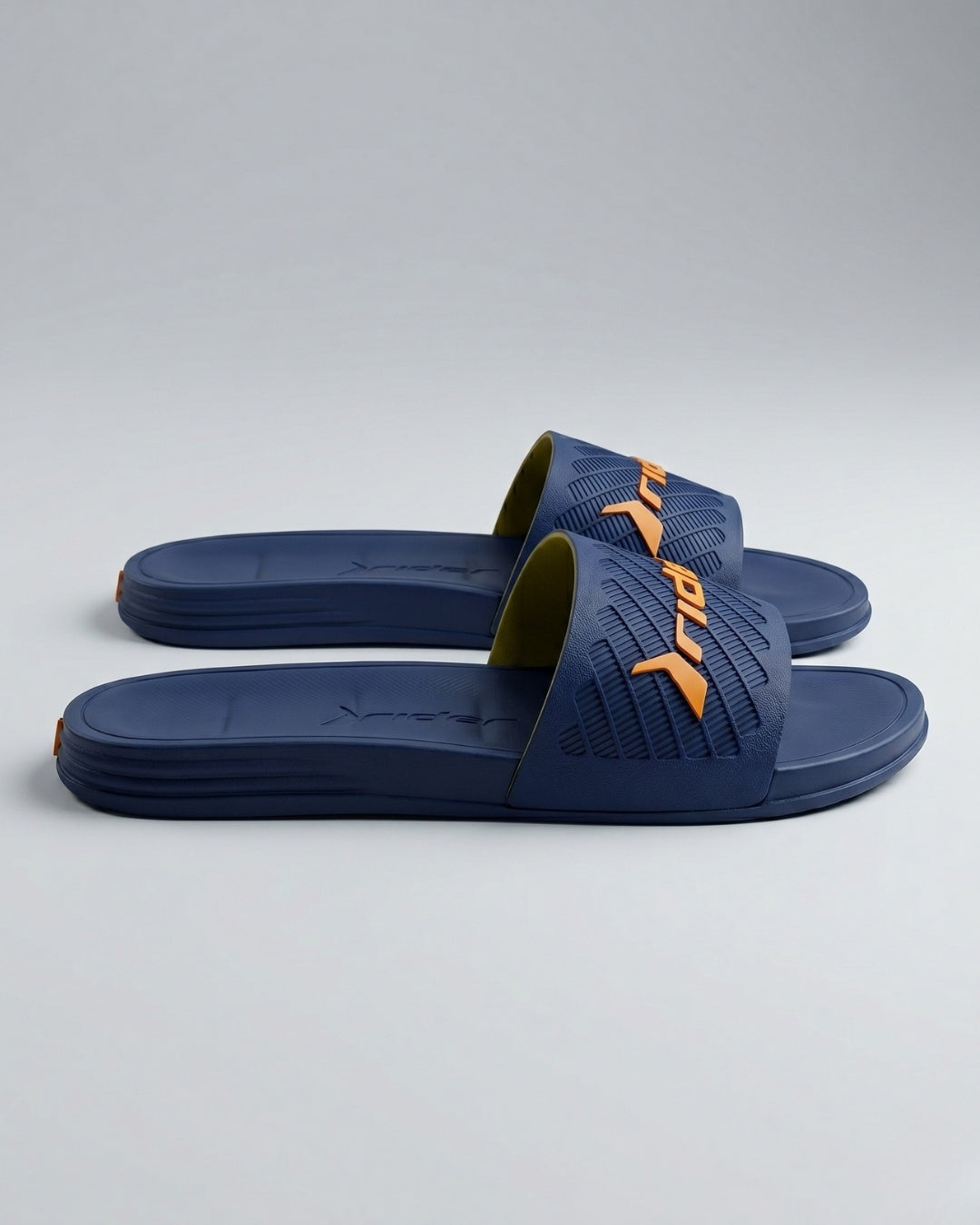 Mens Textured Slides, Navy & Soft Orange-S26-12323