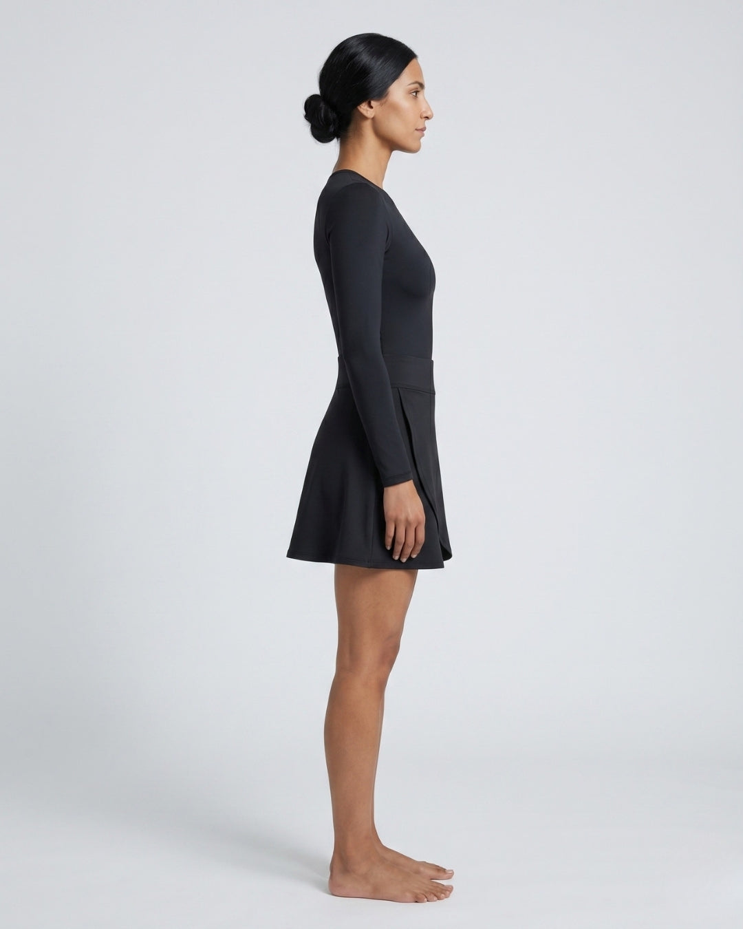 Long-Sleeve Wrap Set, Deep Black-S25-279